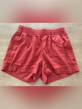 Women’s linen Elastic-Waist Orange Shorts